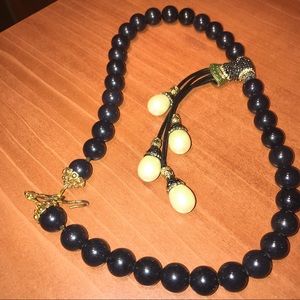 Necklace Pearls Swarovski Shimmery Black Opal Marcasite